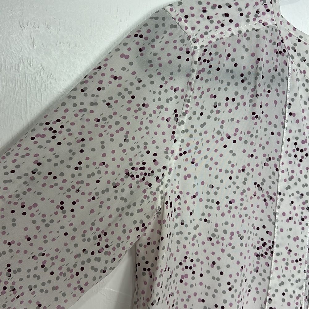 Donna Karan Silk Polka Dot Button Closure Long Sleeve Blouse Size M - Picture 3 of 12